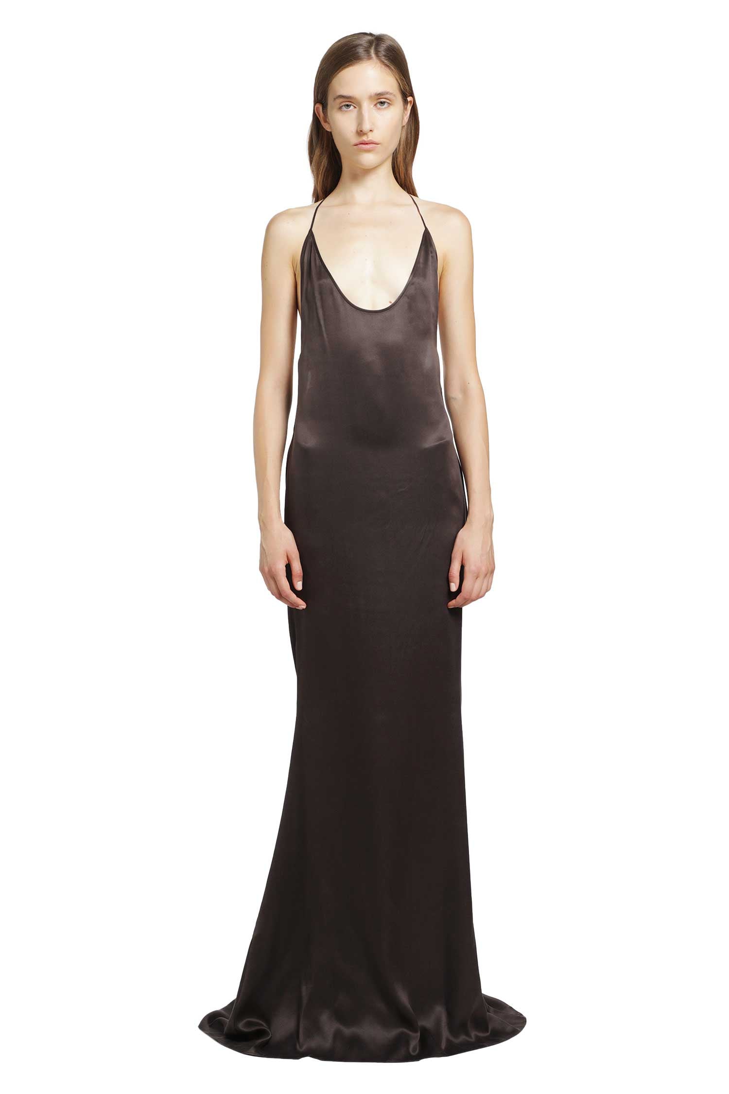 Silk Satin Halterneck Evening Dress