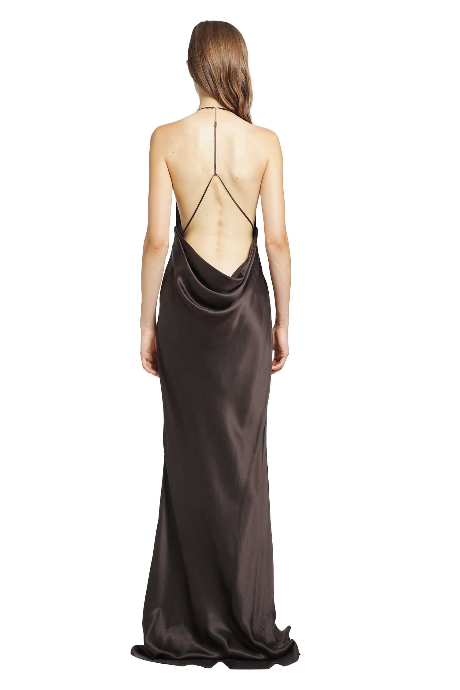 Silk Satin Halterneck Evening Dress