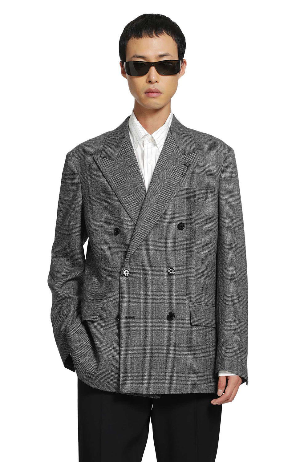 LARDINI Prince of Wales Double-Breasted Blazer man
