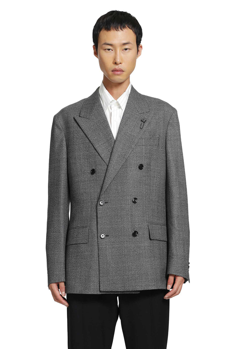 LARDINI Prince of Wales Double-Breasted Blazer man