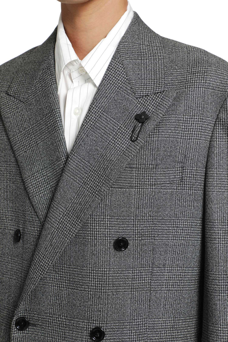 LARDINI Prince of Wales Double-Breasted Blazer man