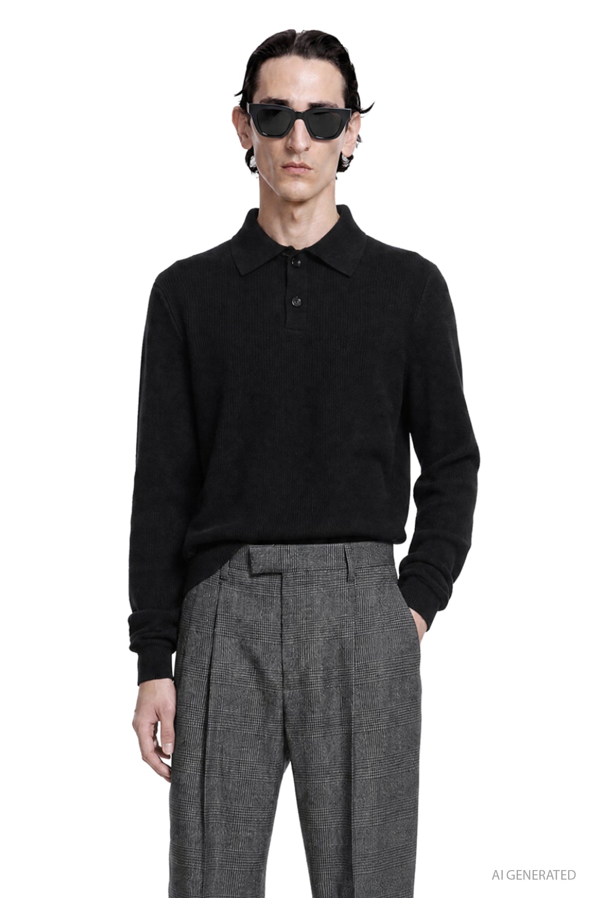 Wool and Cashmere Long Sleeve Polo