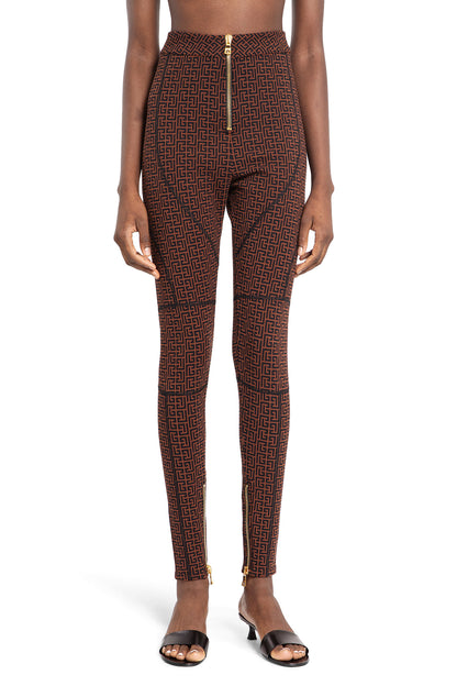 BALMAIN WOMAN BROWN TROUSERS