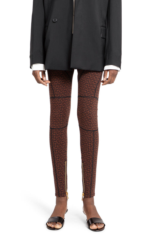 BALMAIN WOMAN BROWN TROUSERS