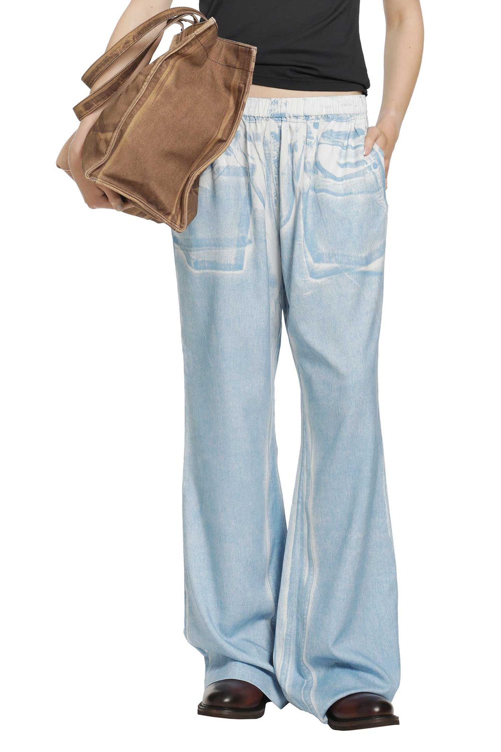 ACNE STUDIOS Printed Wide Leg Trousers woman