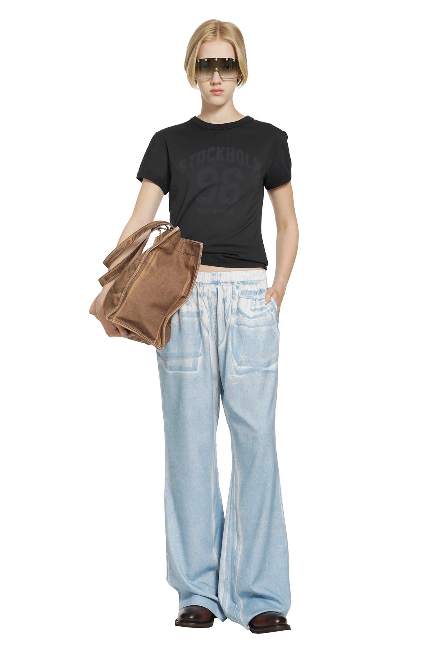 ACNE STUDIOS Printed Wide Leg Trousers woman