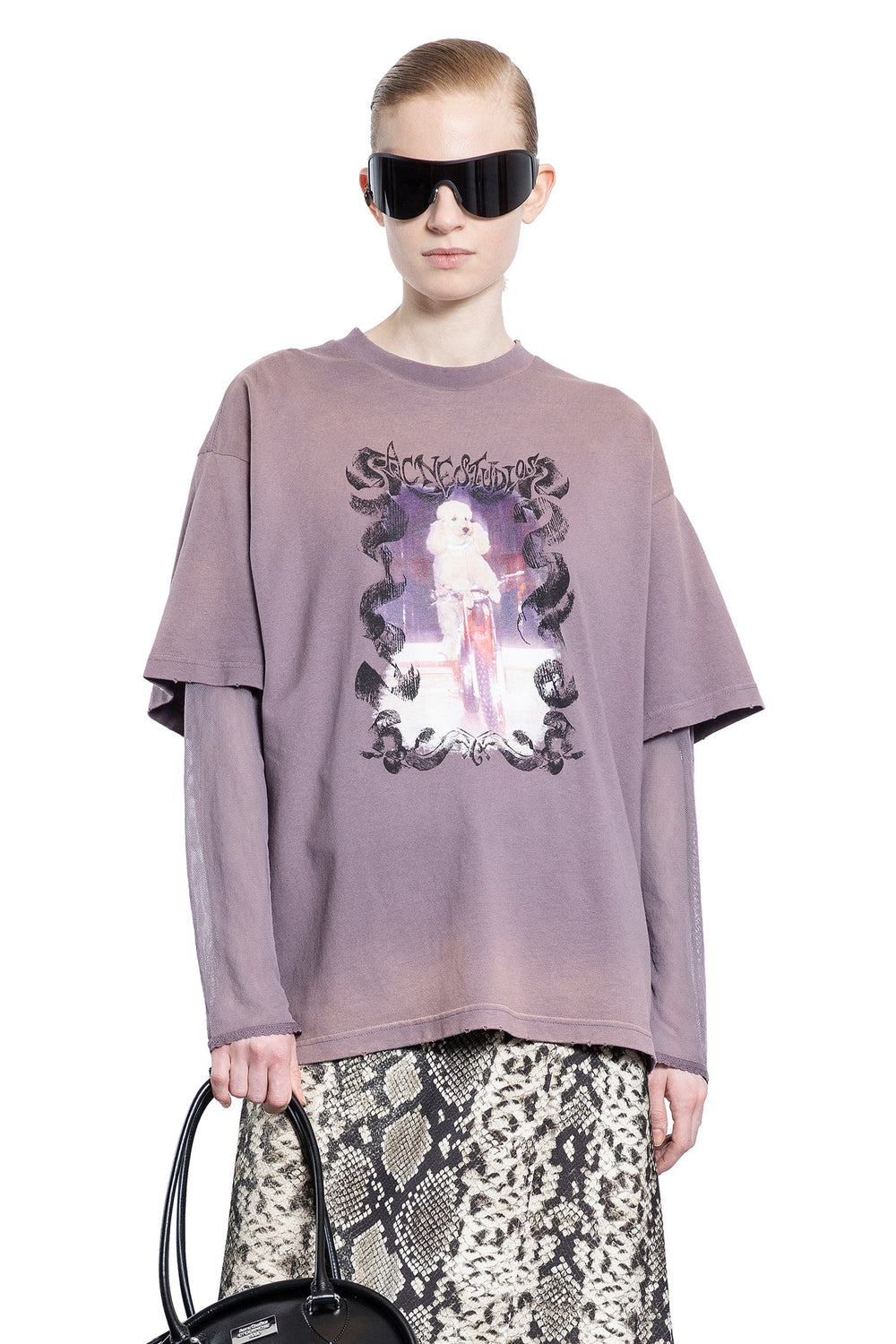 ACNE STUDIOS WOMAN PURPLE T-SHIRTS & TANK TOPS