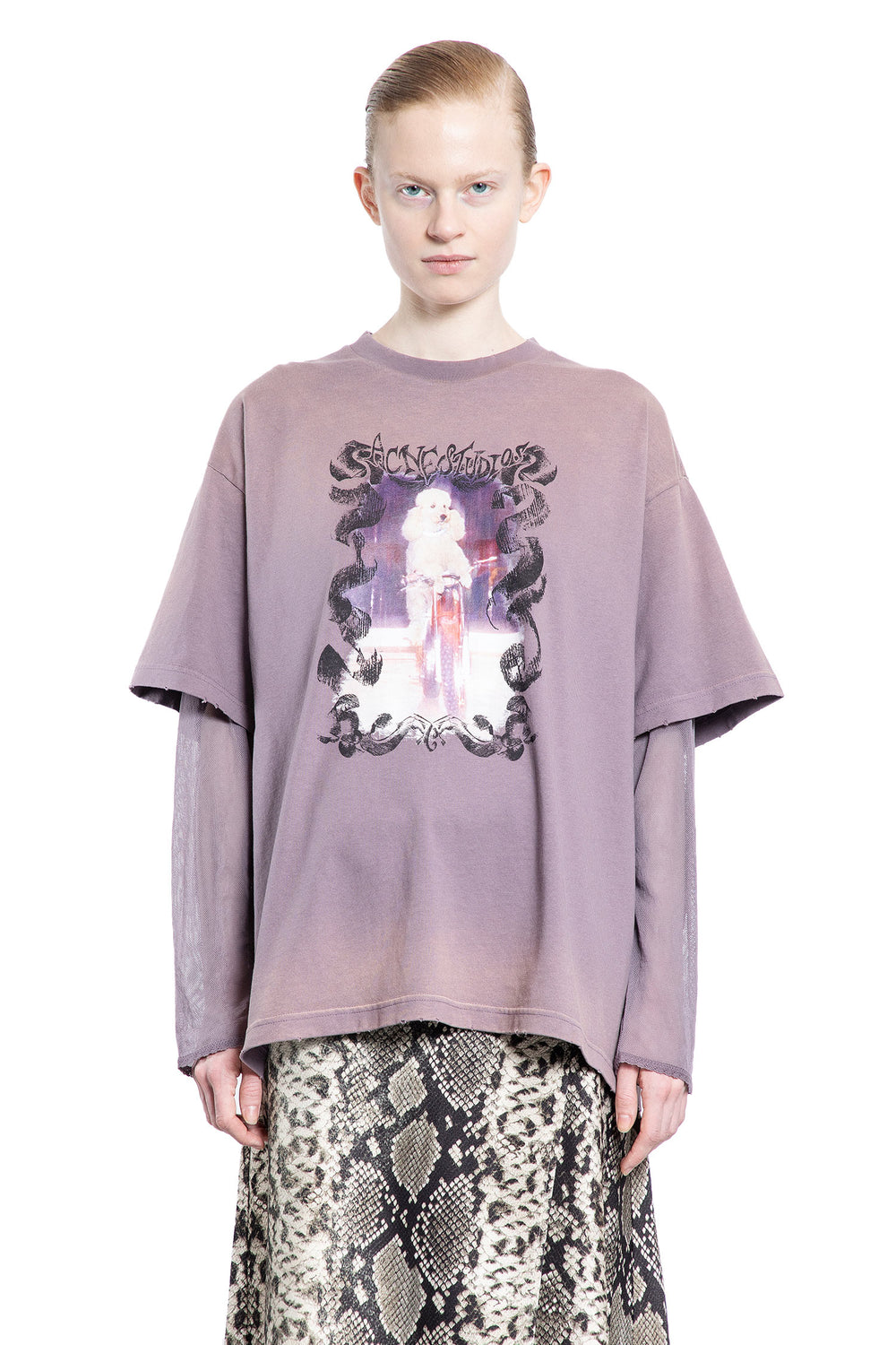 ACNE STUDIOS WOMAN PURPLE T-SHIRTS & TANK TOPS