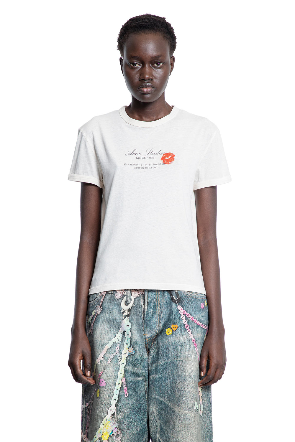 ACNE STUDIOS WOMAN GREY T-SHIRTS & TANK TOPS