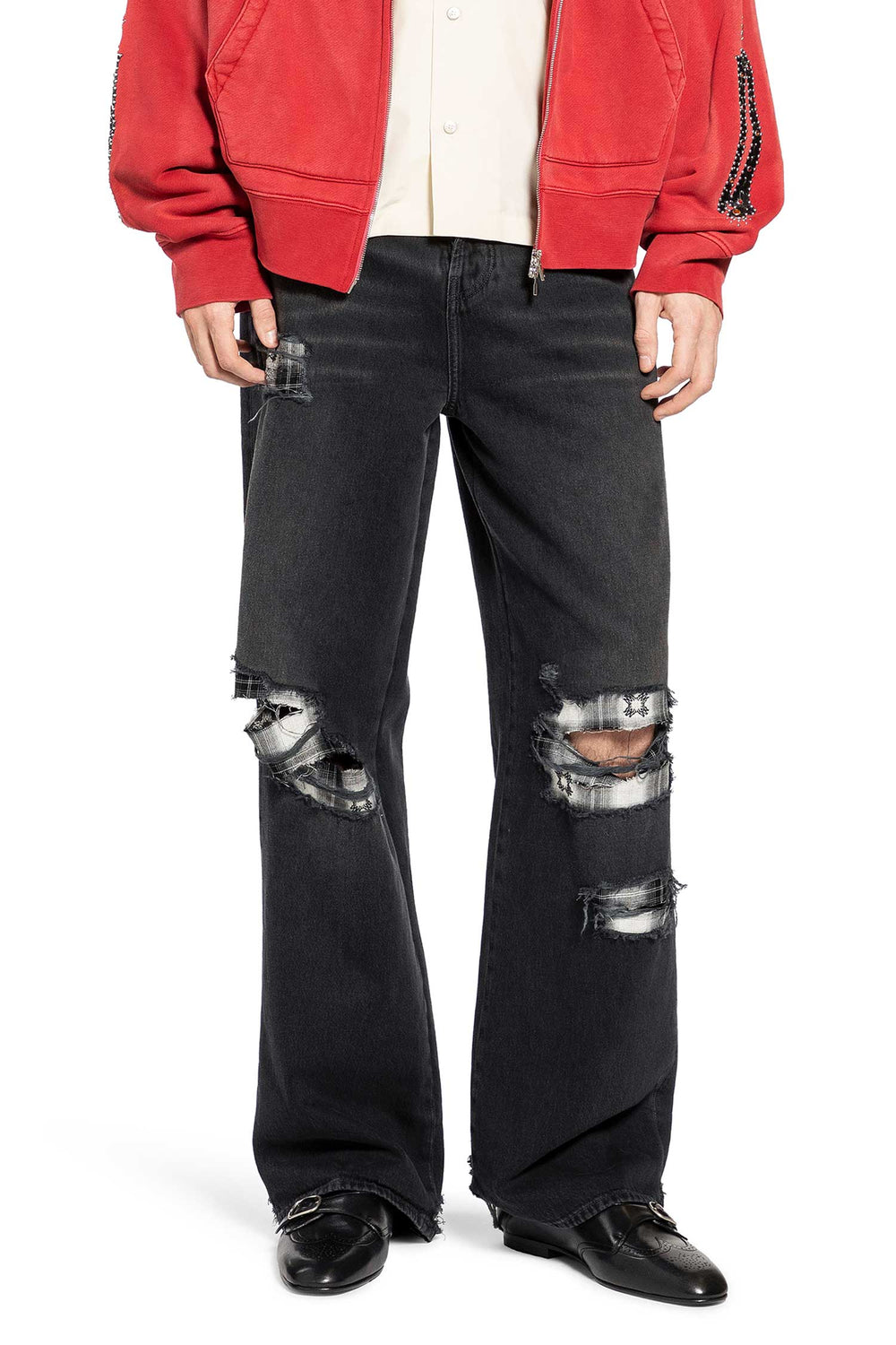 AMIRI Flannel Repair Baggy Jeans man