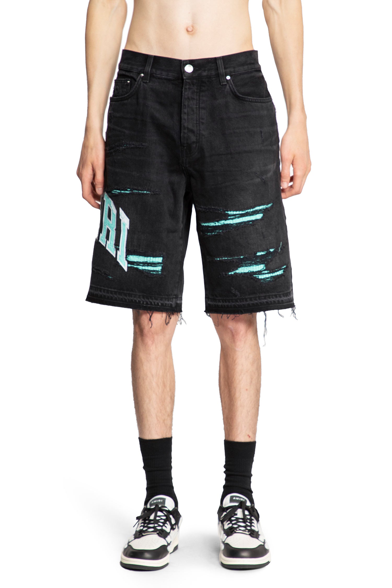 AMIRI MAN BLACK SHORTS & SKIRTS