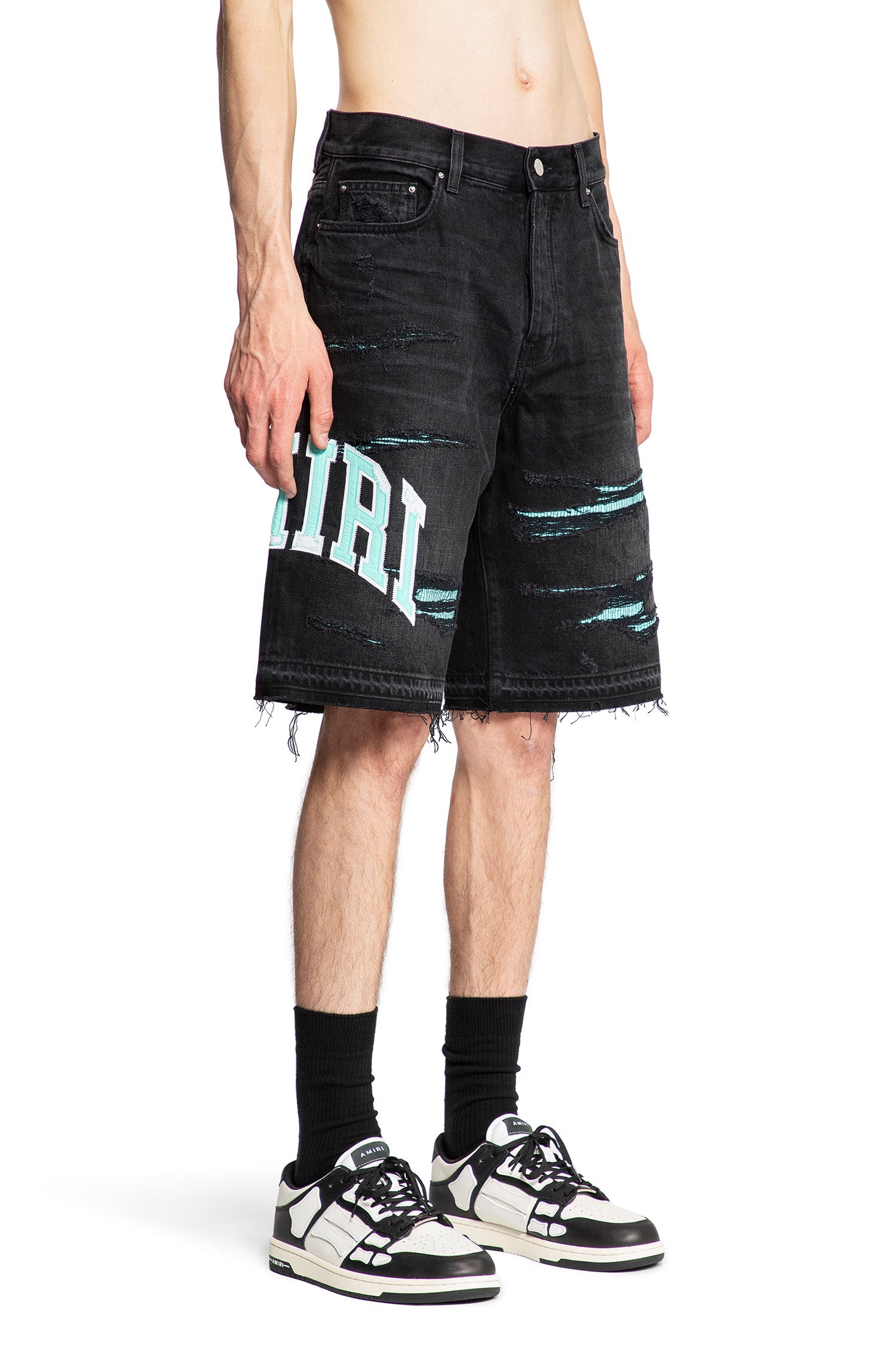 AMIRI MAN BLACK SHORTS & SKIRTS