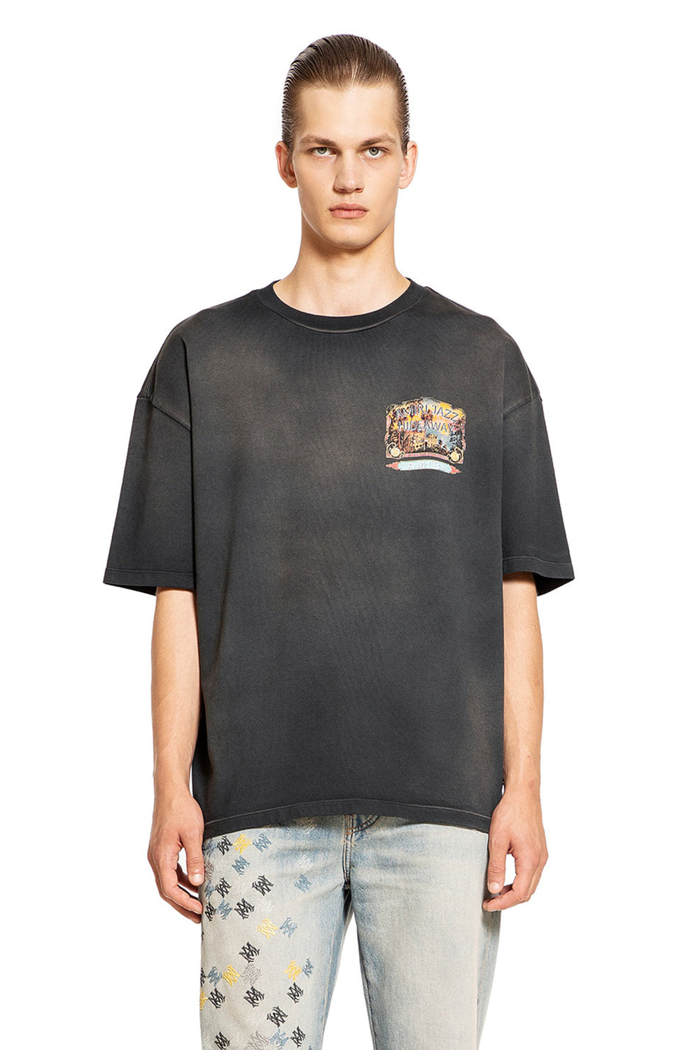 AMIRI MAN BLACK T-SHIRTS & TANK TOPS