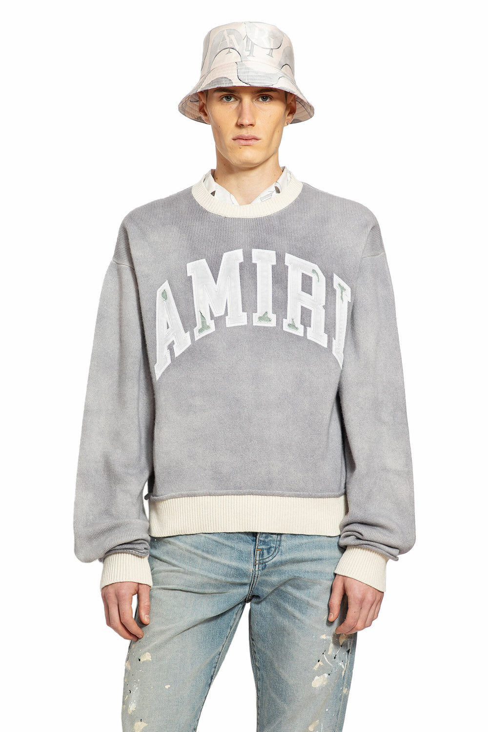 AMIRI MAN GREY KNITWEAR