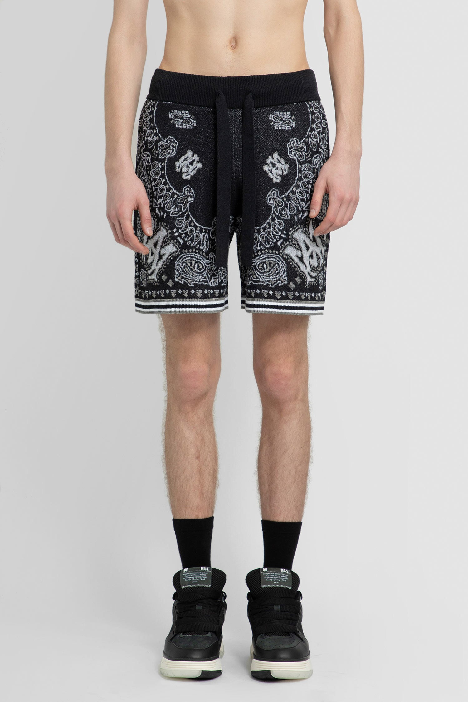 AMIRI MAN BLACK&WHITE SHORTS & SKIRTS