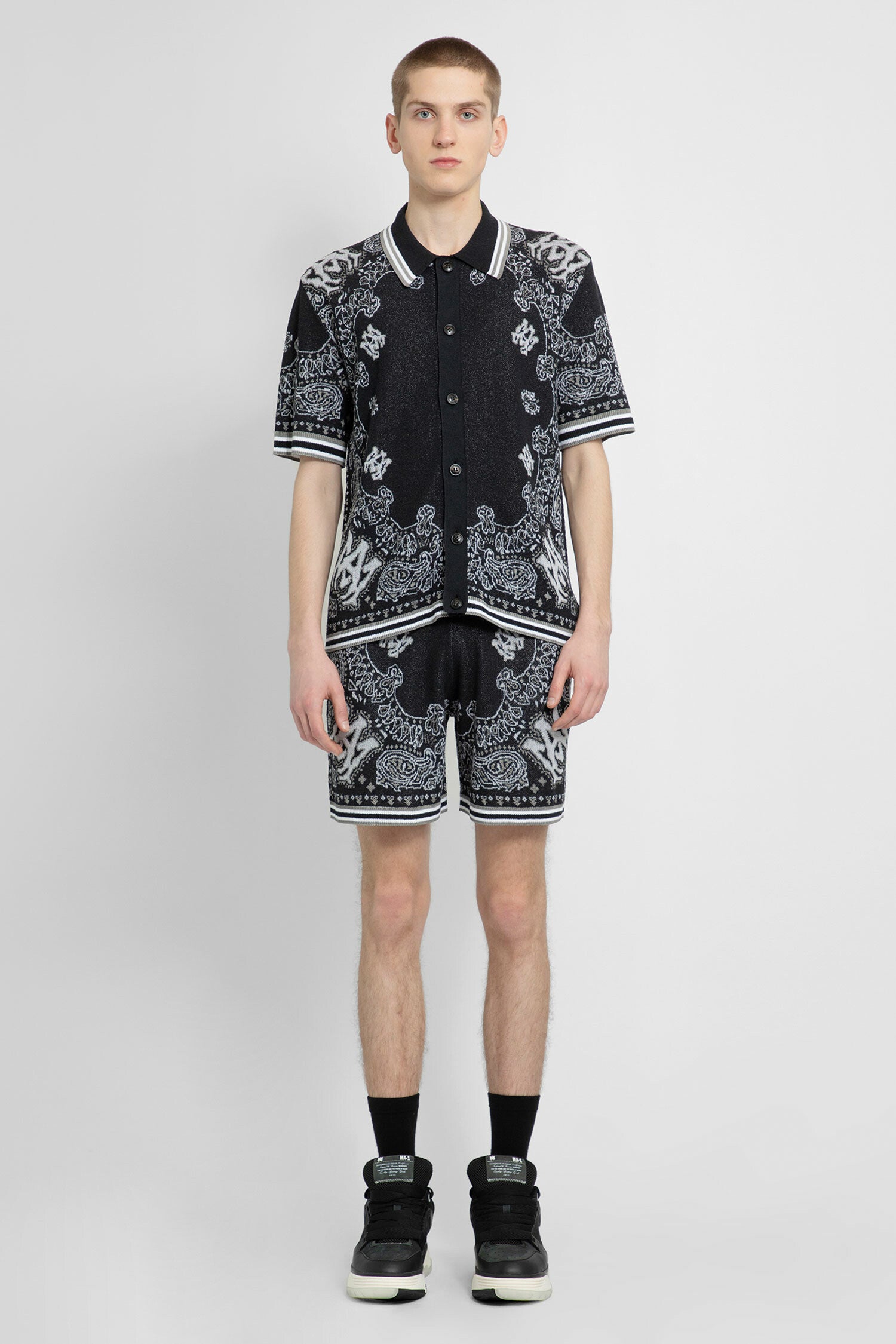 AMIRI MAN BLACK&WHITE SHORTS & SKIRTS