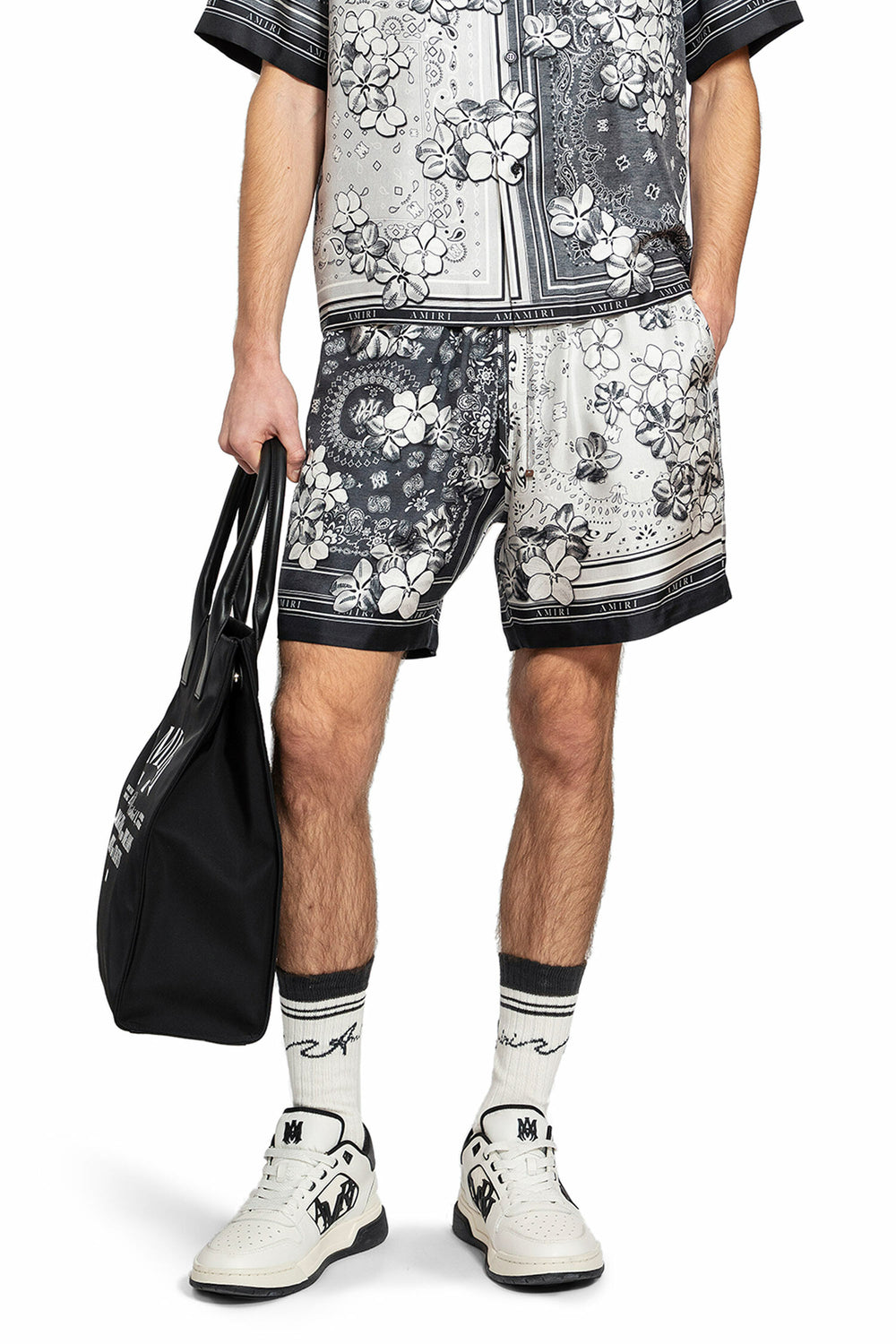 AMIRI MAN BLACK&WHITE SHORTS & SKIRTS