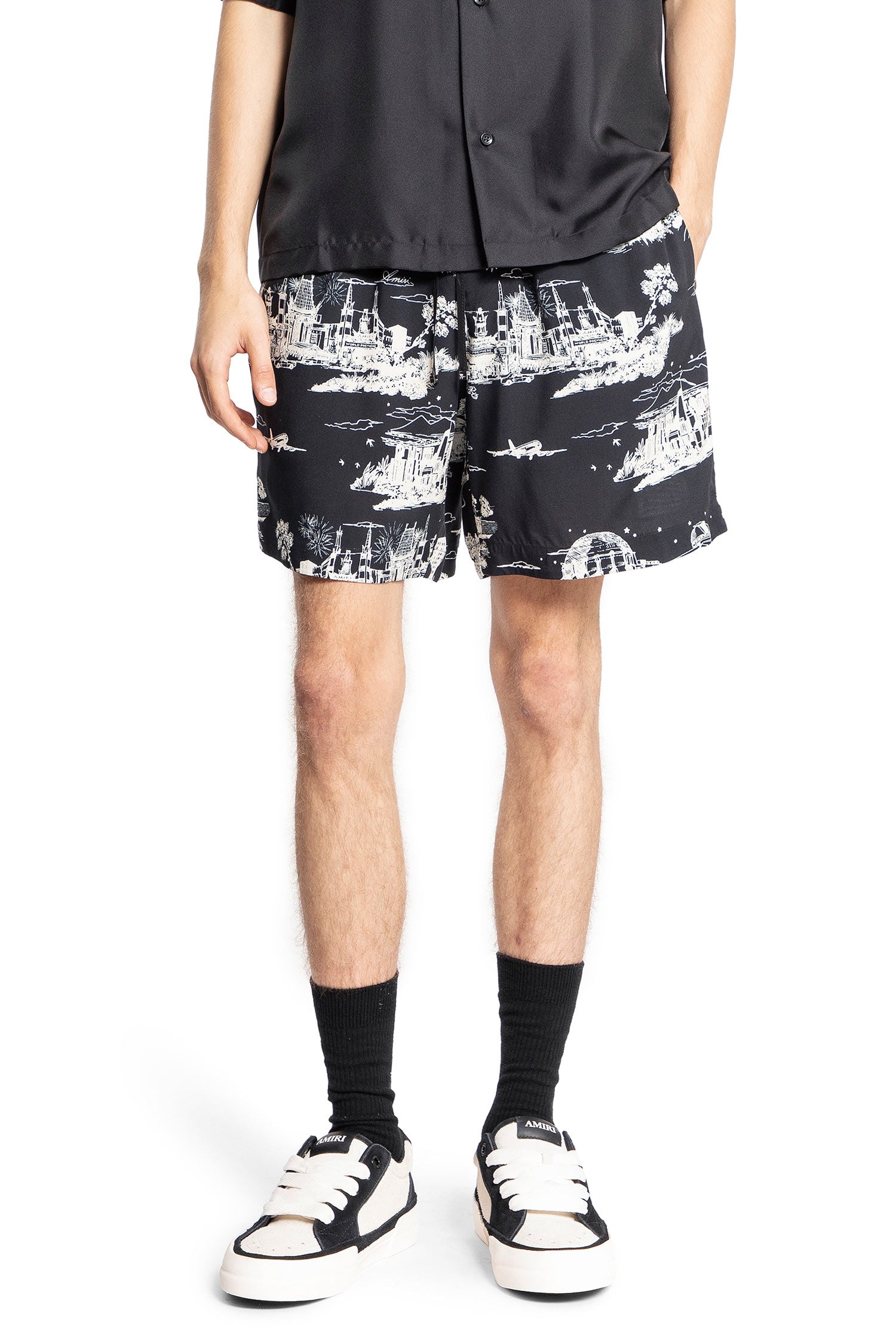 AMIRI MAN BLACK SHORTS & SKIRTS