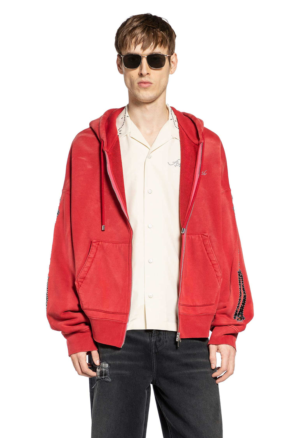 AMIRI Bones Studded Oversize Zip-Up Hoodie man