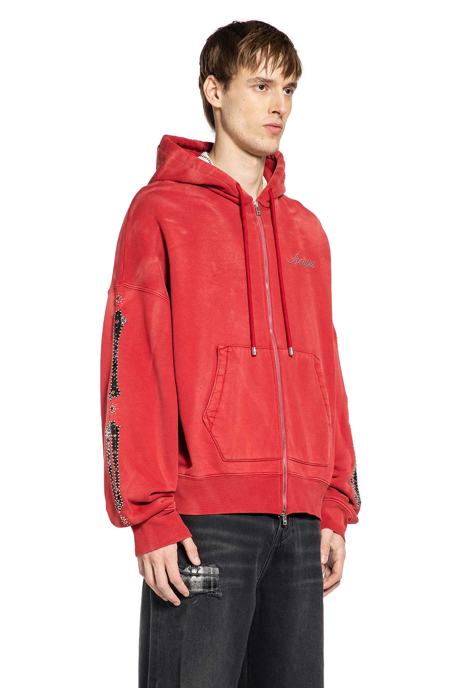 Bones Studded Oversize Zip-Up Hoodie