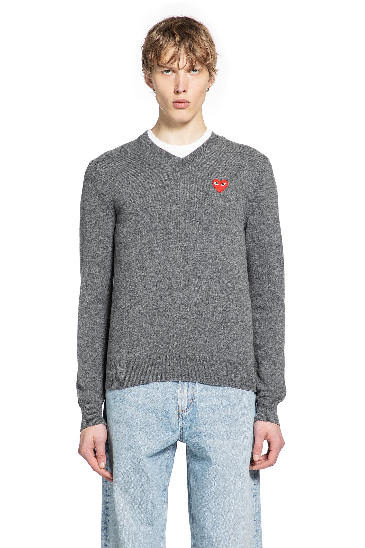 Heart V-Neck Sweater in Wool