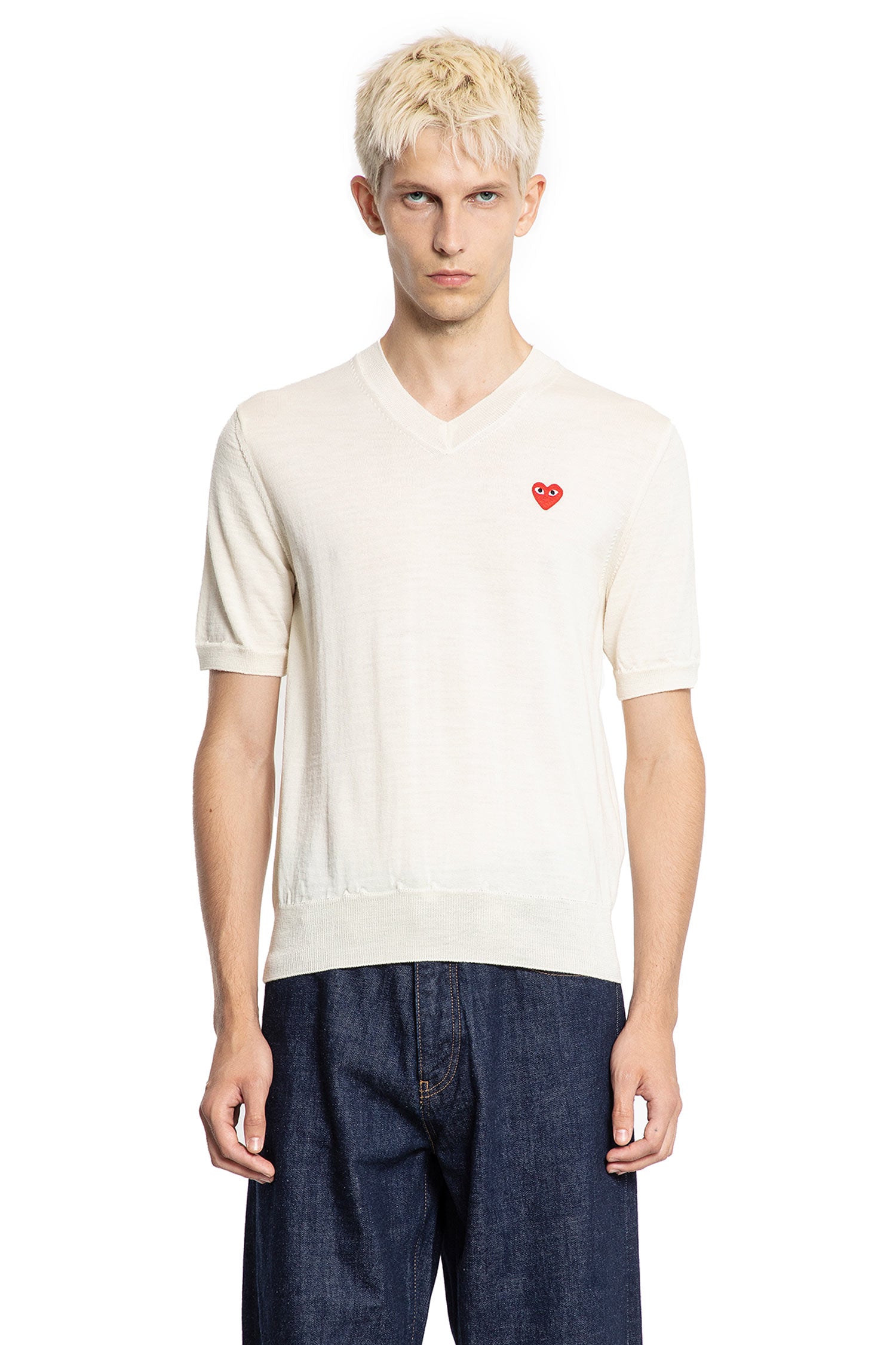 Heart Wool Knit Short Sleeve Tee