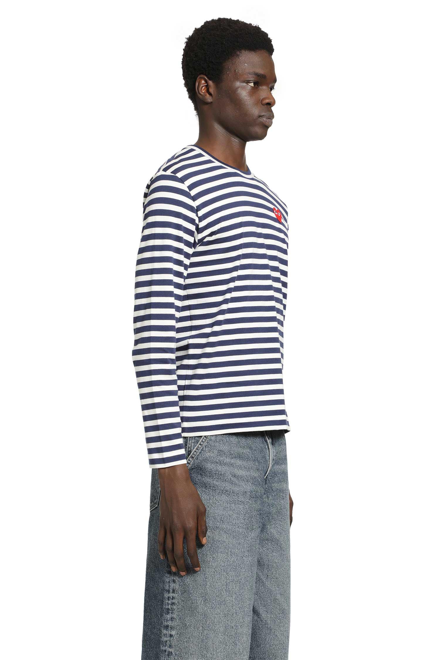 COMME DES GARCONS PLAY Striped Heart Long Sleeve T-Shirt man