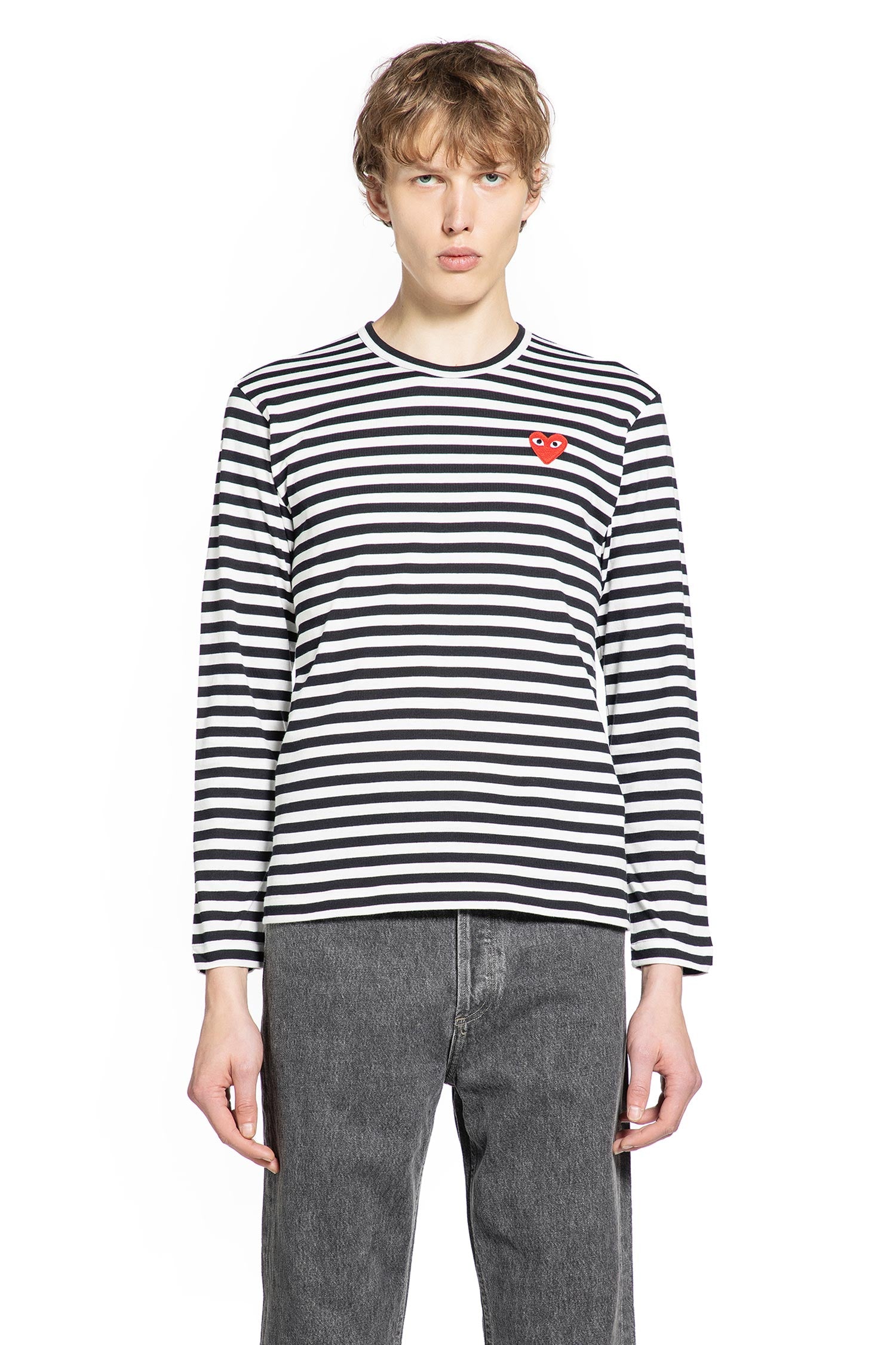 Heart Striped Cotton Long Sleeve T-Shirt