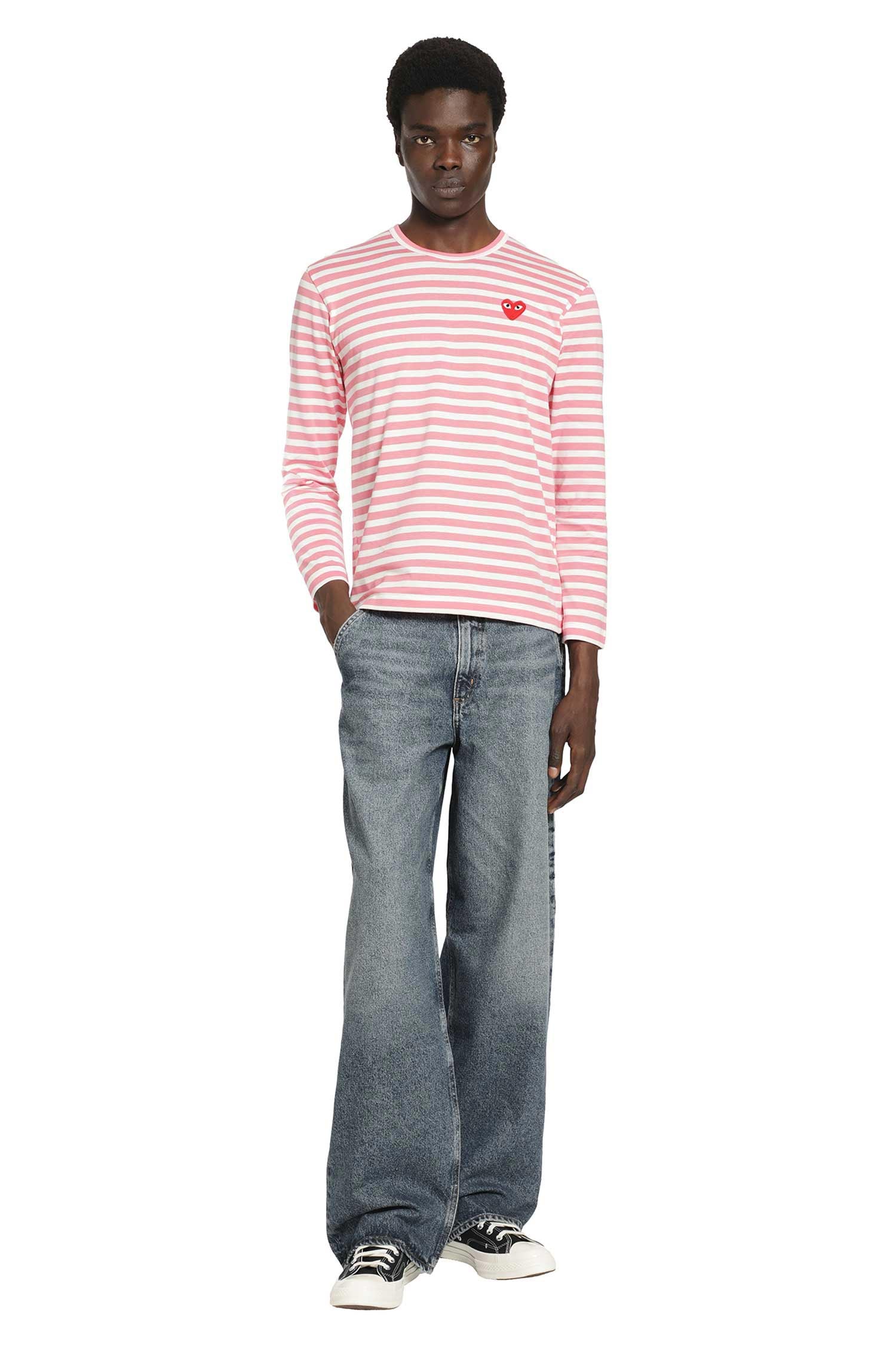 COMME DES GARCONS PLAY Striped Heart Long Sleeve T-shirt man