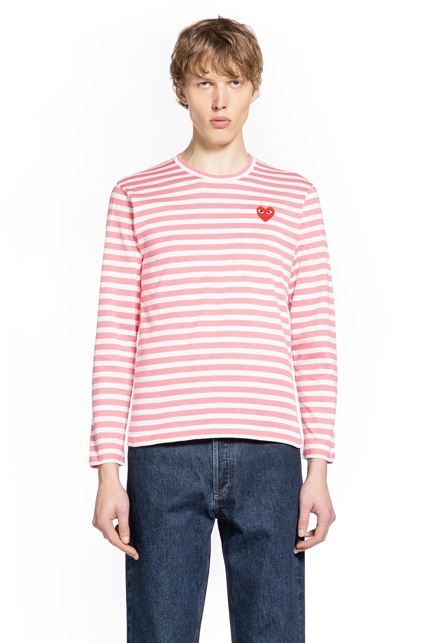 Heart Striped Cotton Long Sleeve T-Shirt