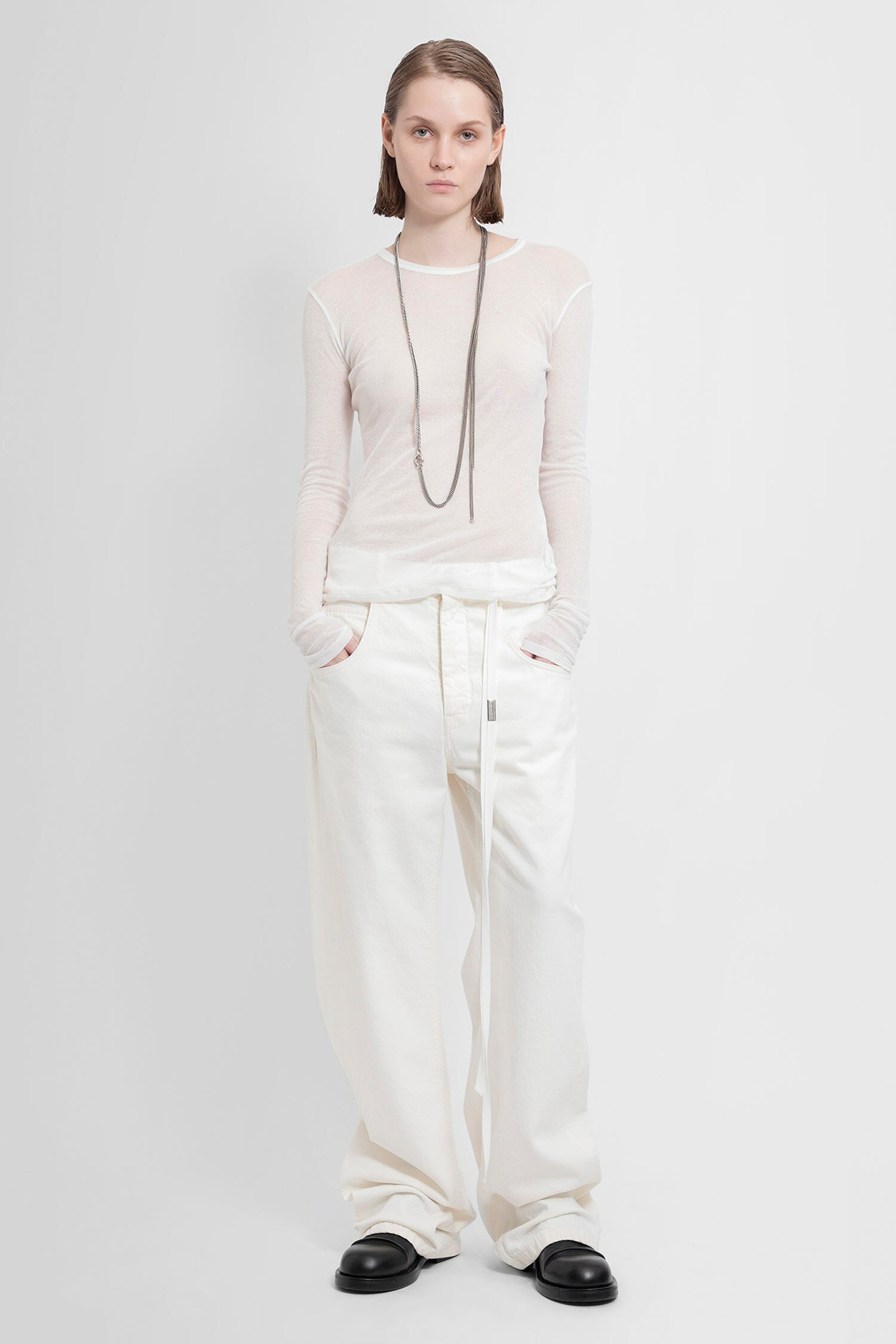 ANN DEMEULEMEESTER WOMAN WHITE JEANS