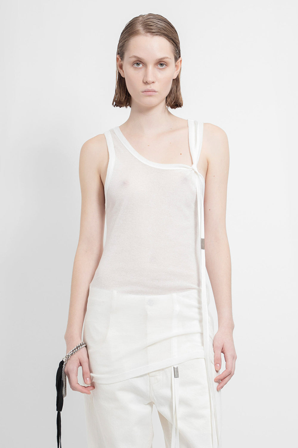 ANN DEMEULEMEESTER WOMAN OFF-WHITE T-SHIRTS & TANK TOPS