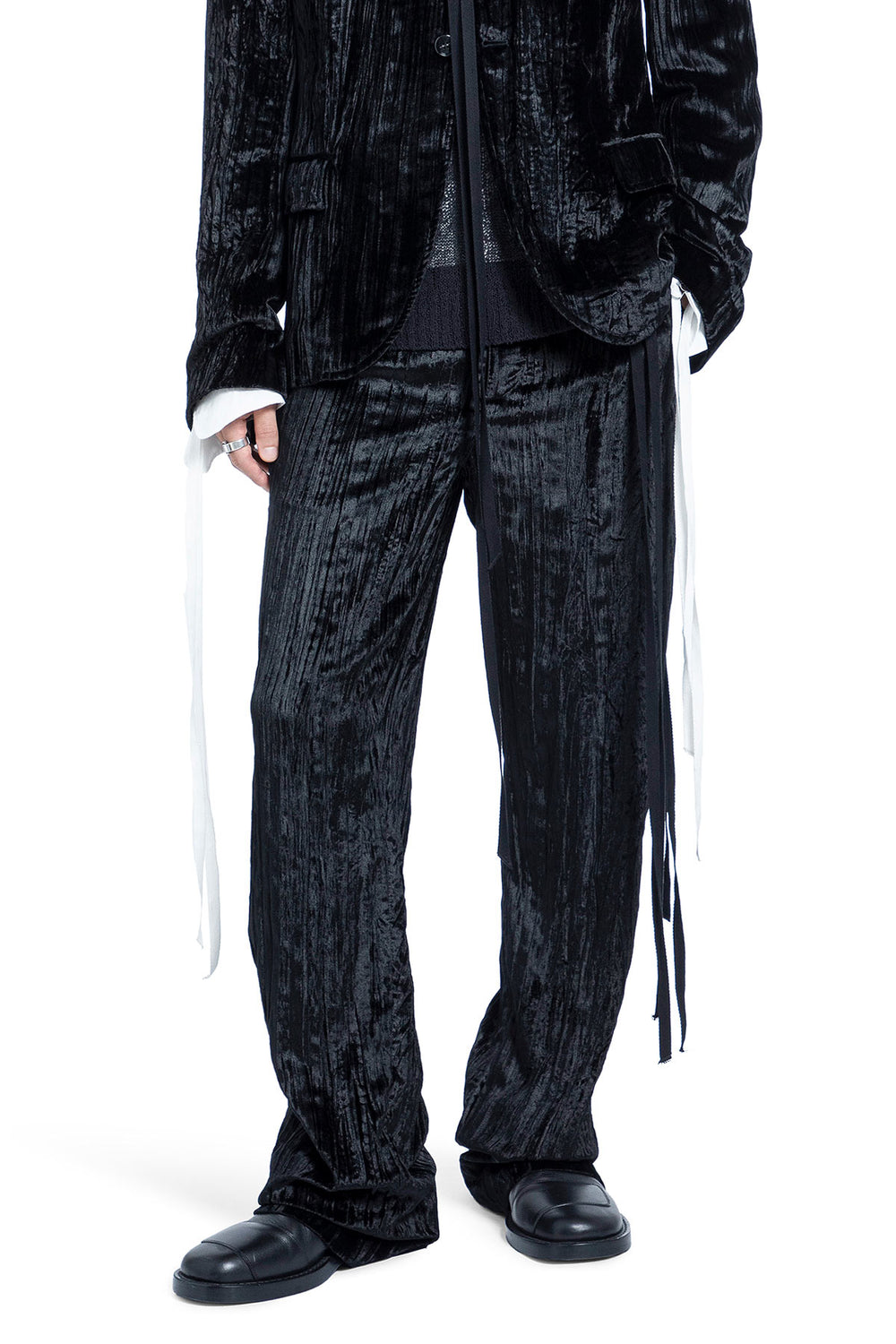 ANN DEMEULEMEESTER Leon Trousers in Froissé Velvet man