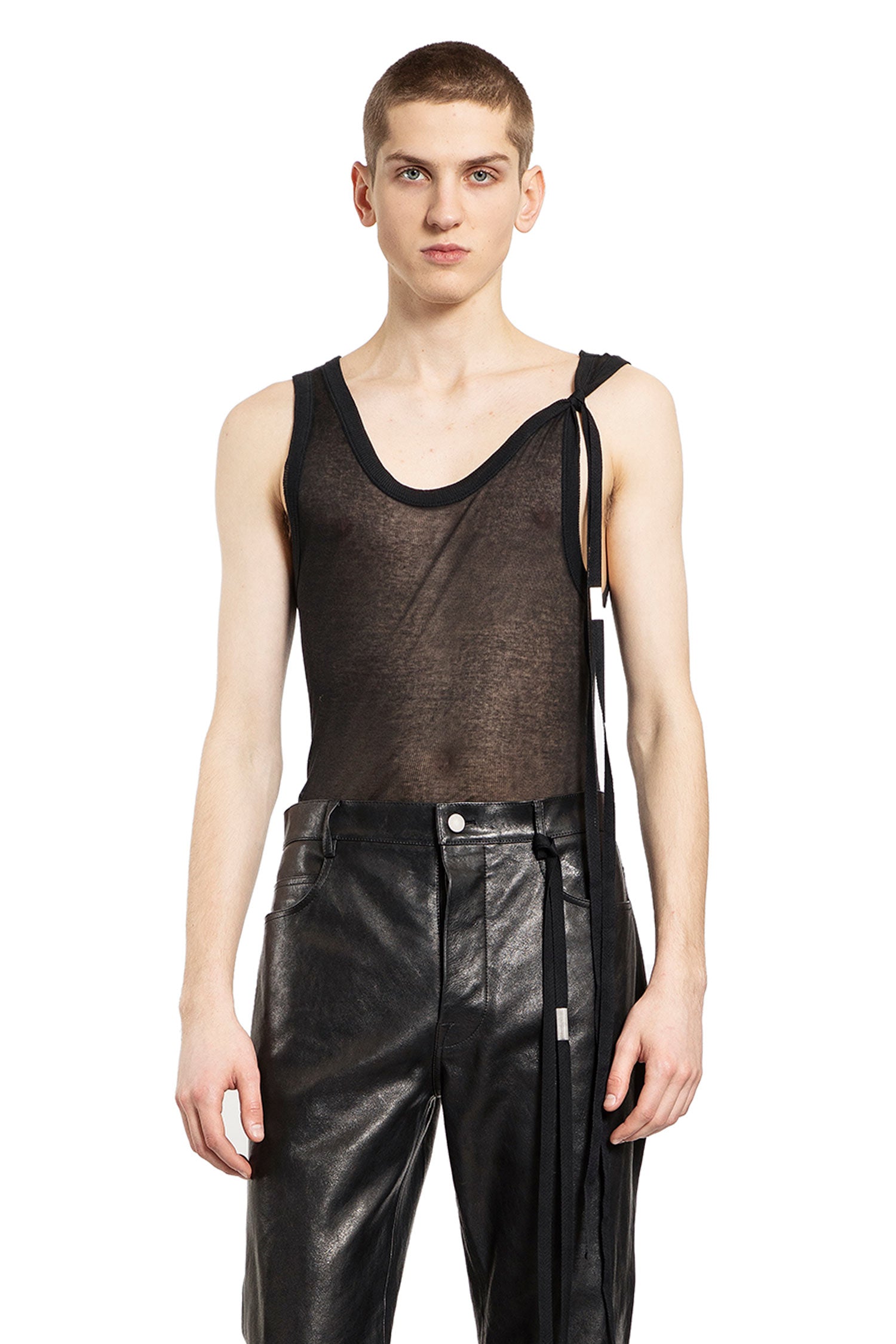 ANN DEMEULEMEESTER MAN BLACK T-SHIRTS