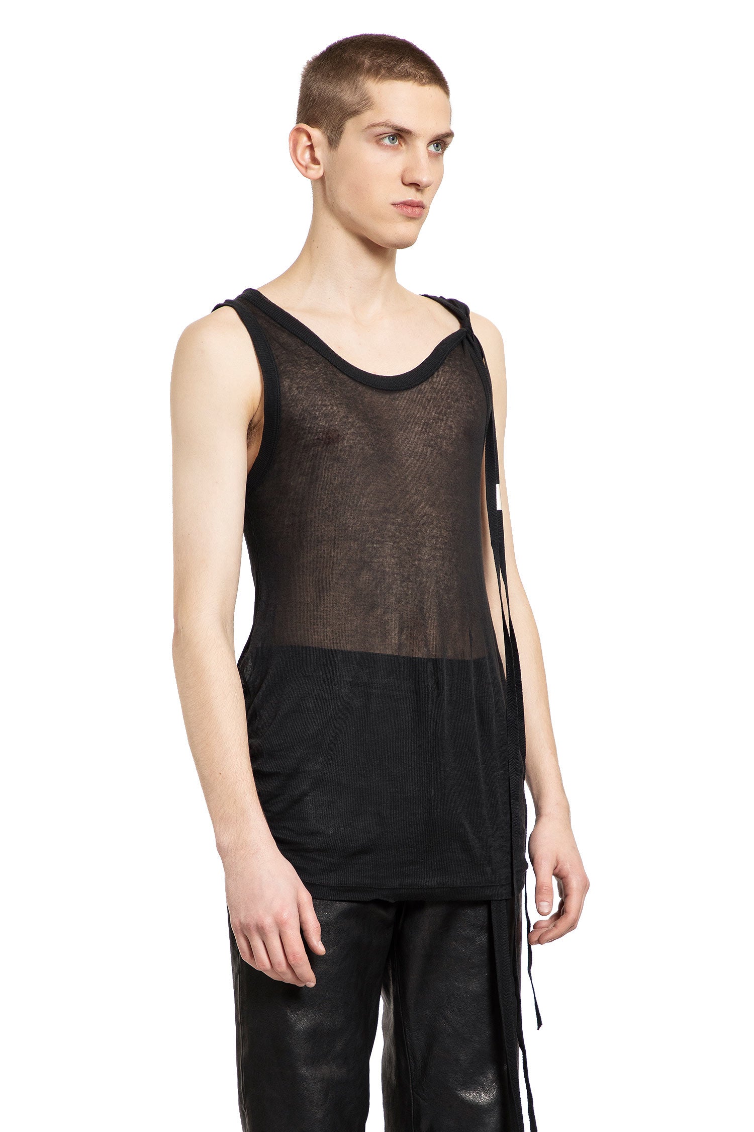 ANN DEMEULEMEESTER MAN BLACK T-SHIRTS