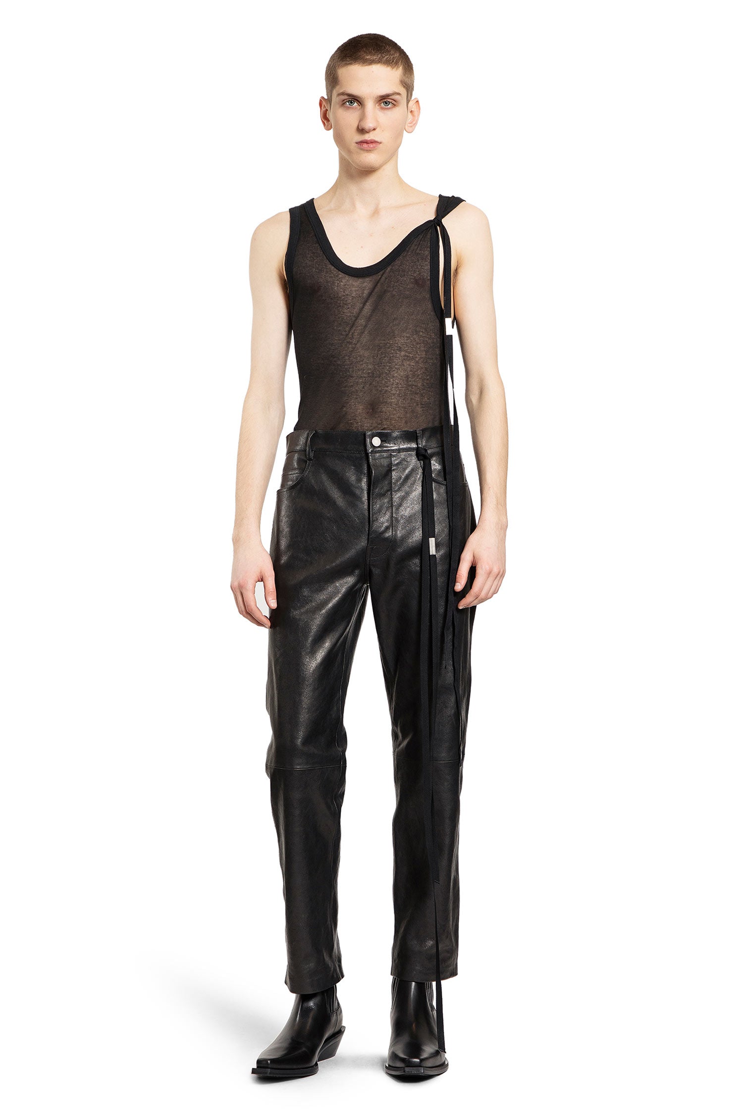 ANN DEMEULEMEESTER MAN BLACK T-SHIRTS