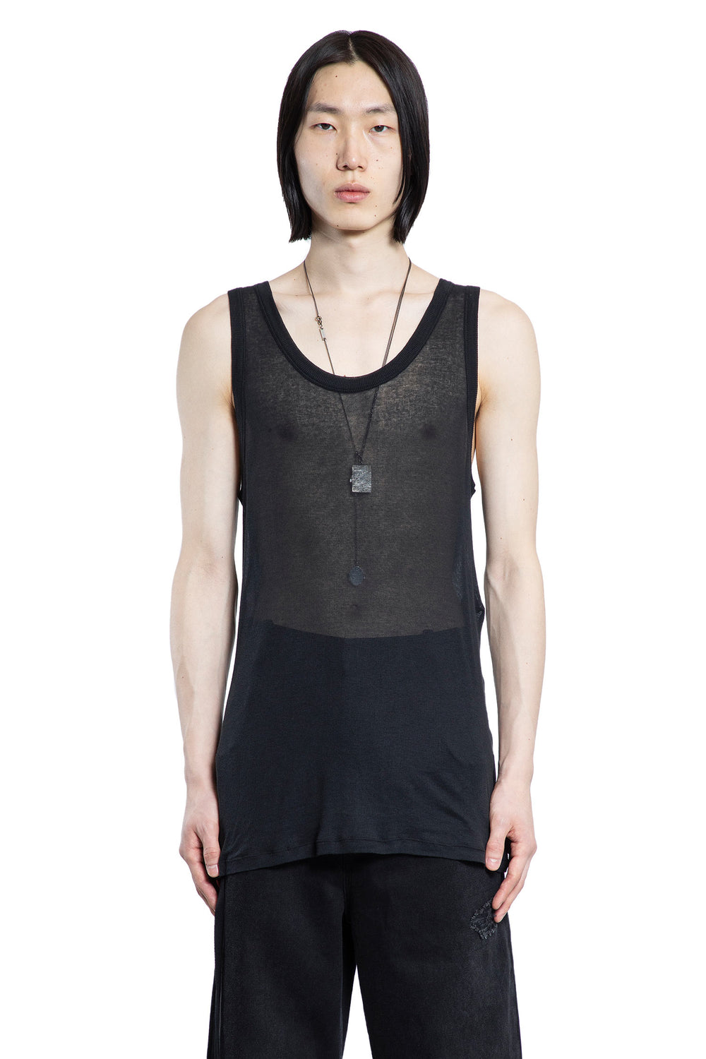 ANN DEMEULEMEESTER MAN BLACK T-SHIRTS & TANK TOPS