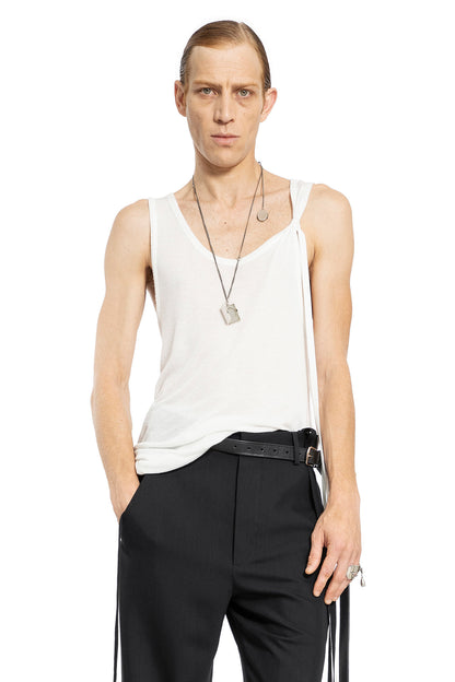 ANN DEMEULEMEESTER MAN OFF-WHITE T-SHIRTS & TANK TOPS