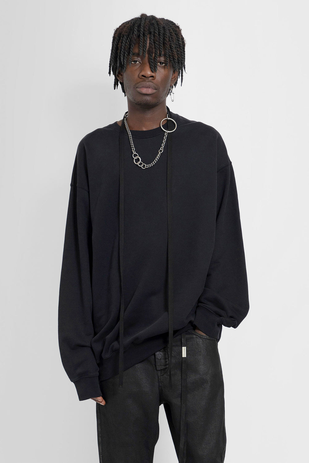 ANN DEMEULEMEESTER MAN BLACK SWEATSHIRTS