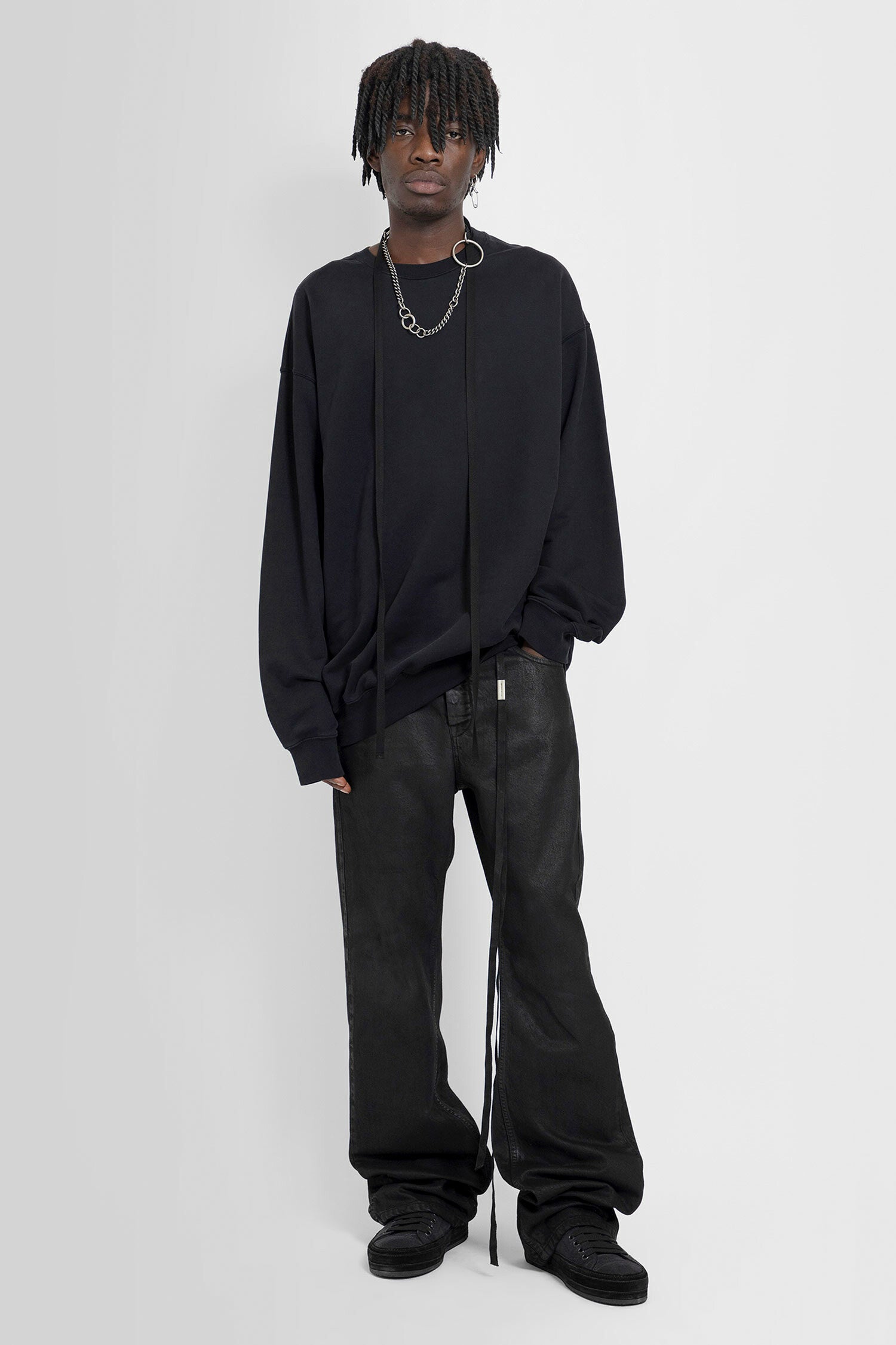 ANN DEMEULEMEESTER MAN BLACK SWEATSHIRTS