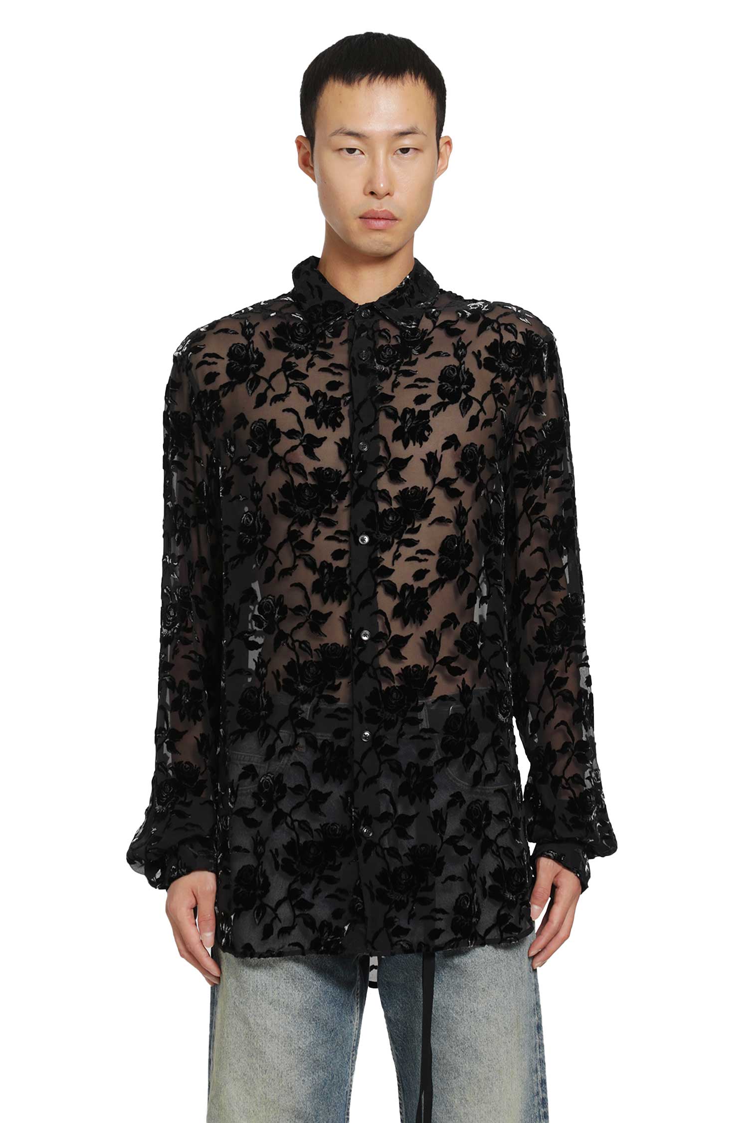 ANN DEMEULEMEESTER Andre Roses Dévoré Shirt man