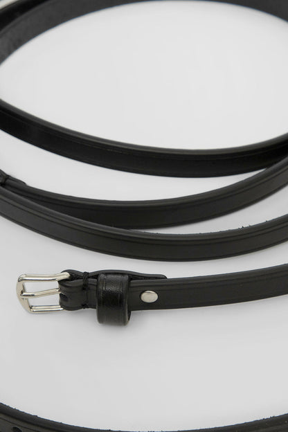 ANN DEMEULEMEESTER UNISEX BLACK BELTS