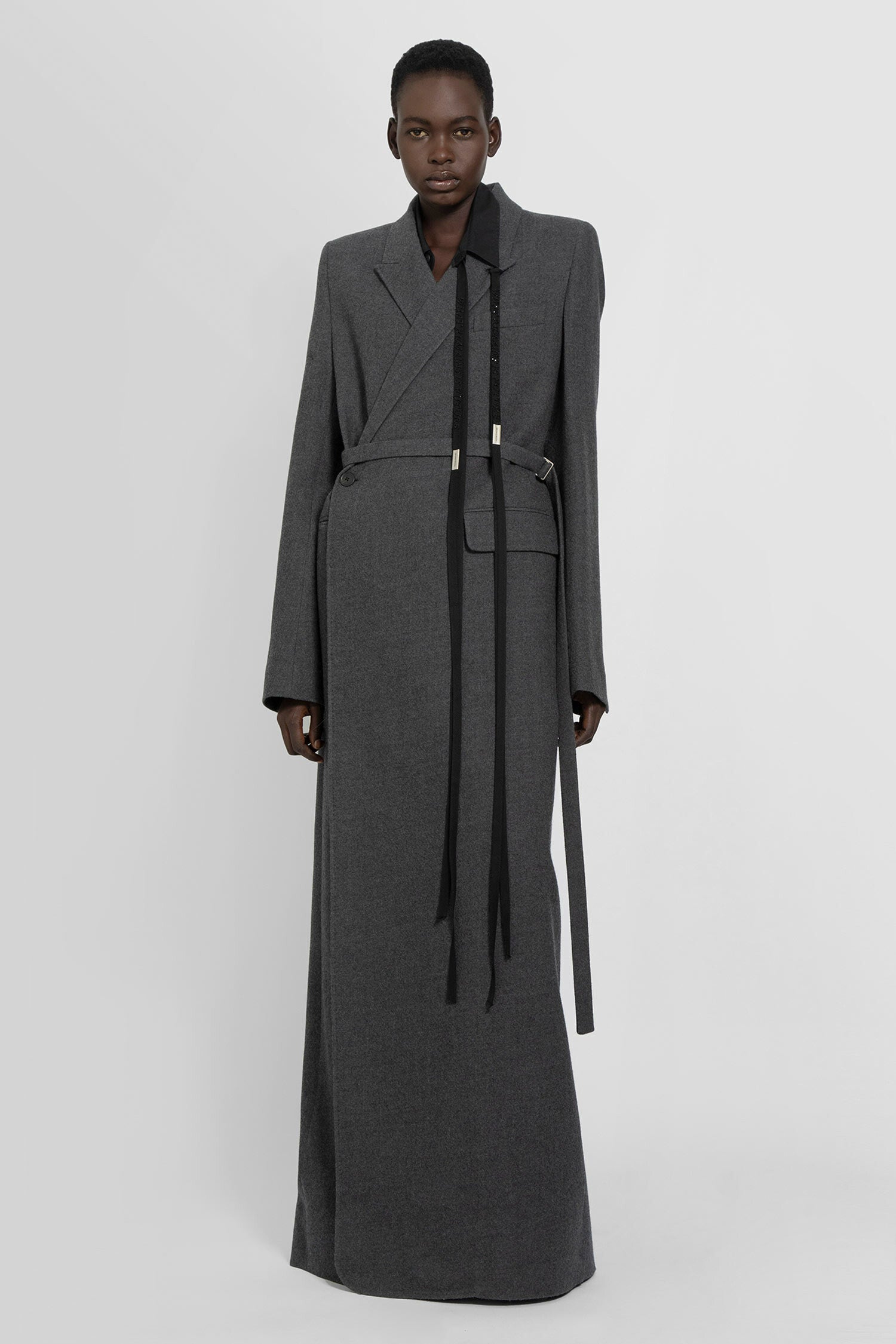 ANN DEMEULEMEESTER ELENI X-LONG WRAP COAT BRUSHED WOOL woman