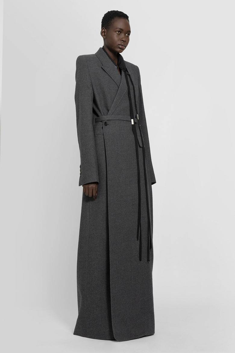 ANN DEMEULEMEESTER Brushed Wool Melange Eleni X-Long Wrap Coat woman