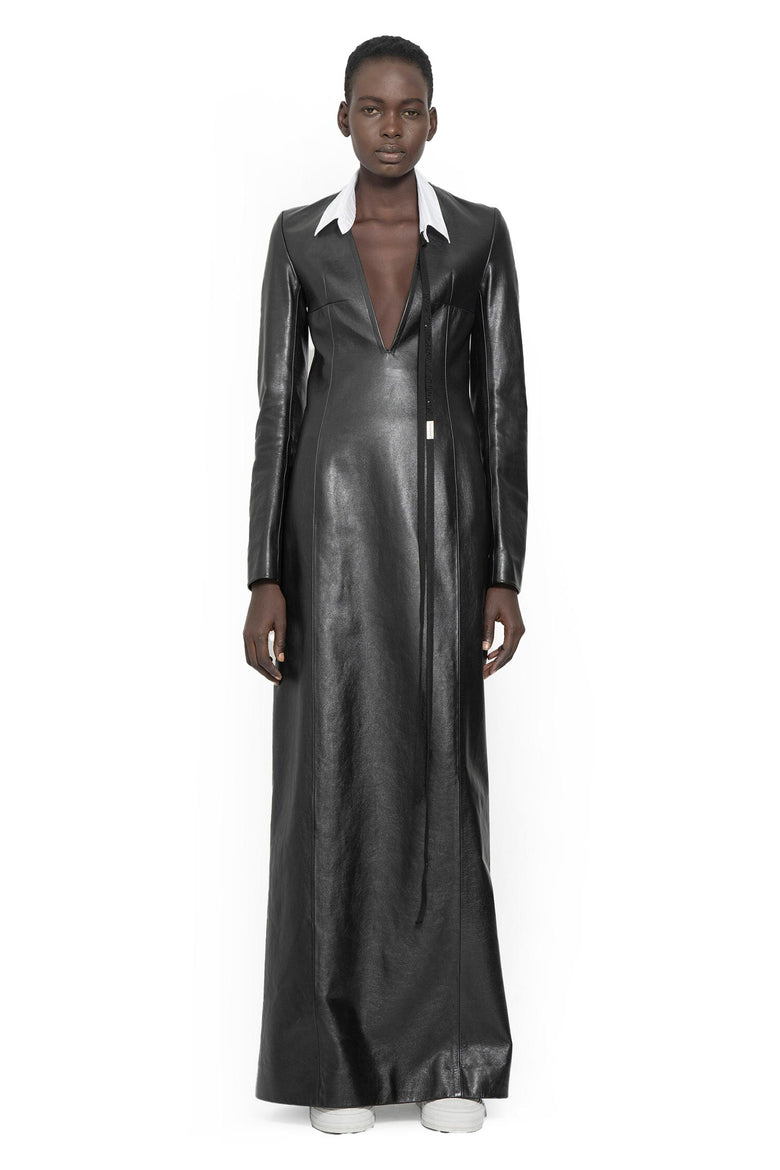 ANN DEMEULEMEESTER Veronica Leather Long Dress woman