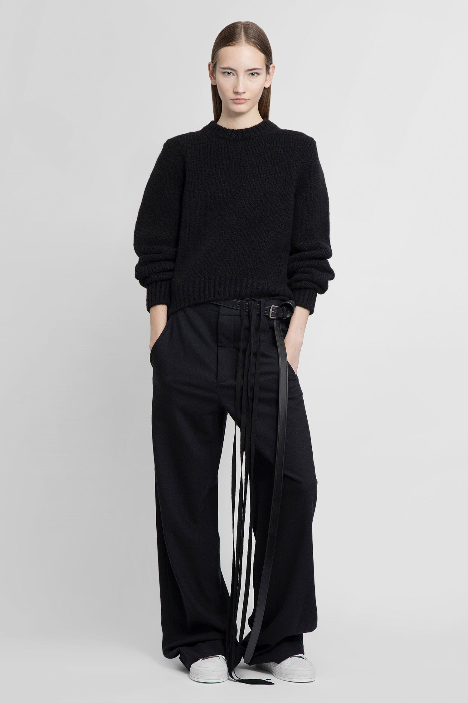 ANN DEMEULEMEESTER WOMAN BLACK KNITWEAR
