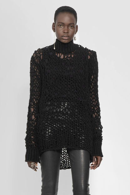 ANN DEMEULEMEESTER WOMAN BLACK KNITWEAR