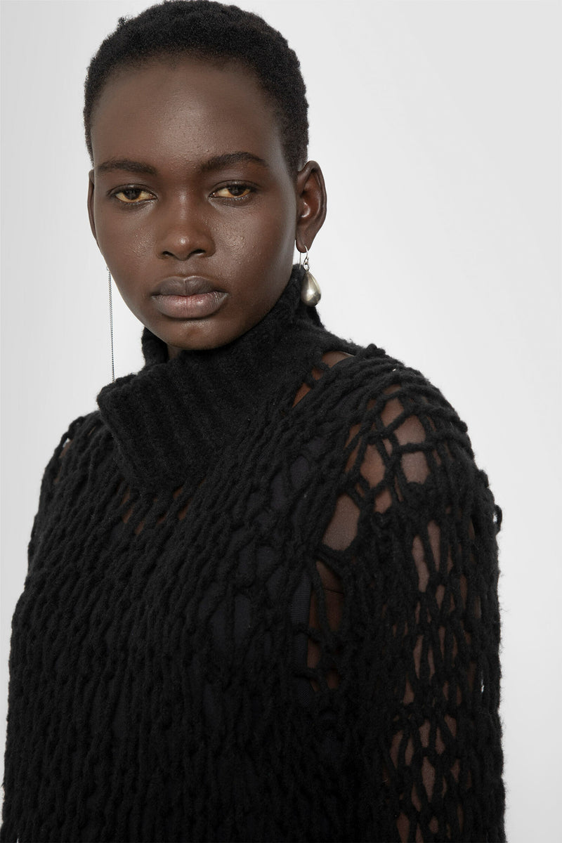 ANN DEMEULEMEESTER WOMAN BLACK KNITWEAR