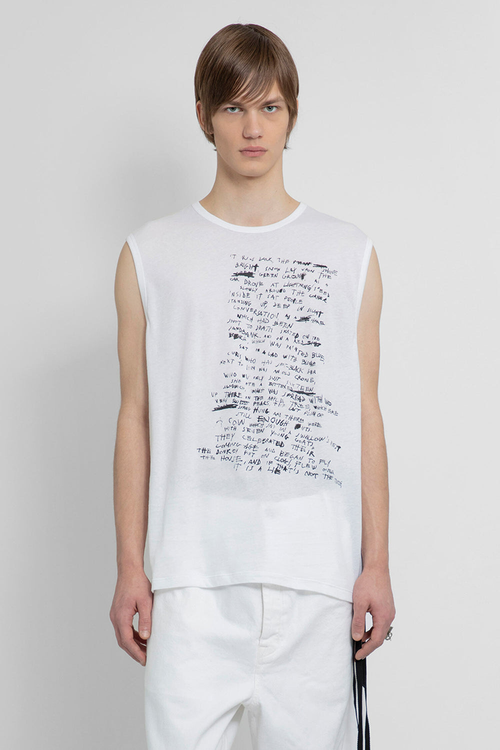 ANN DEMEULEMEESTER MAN WHITE T-SHIRTS & TANK TOPS