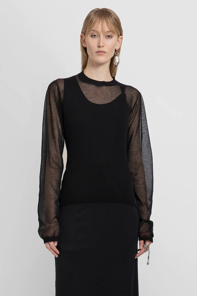 ANN DEMEULEMEESTER WOMAN BLACK T-SHIRTS & TANK TOPS - Antonioli.eu